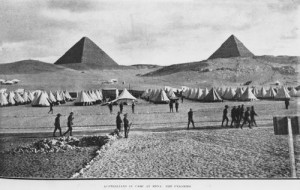 Australians in camp at Mena. The Pyramids